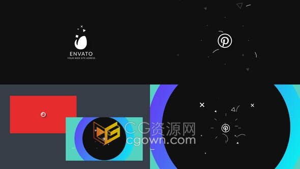 Quick Flat Logo2D扁平抽象图形动画标志视频片头-AE模板