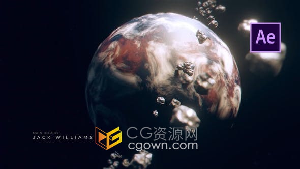 AE模板-3D岩石星球场景动画星球大战太空预告片视频