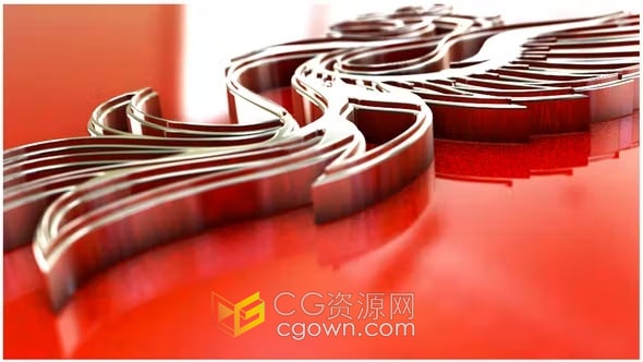 E3D创建三维立体LOGO动画经典红色背景片头AE模板