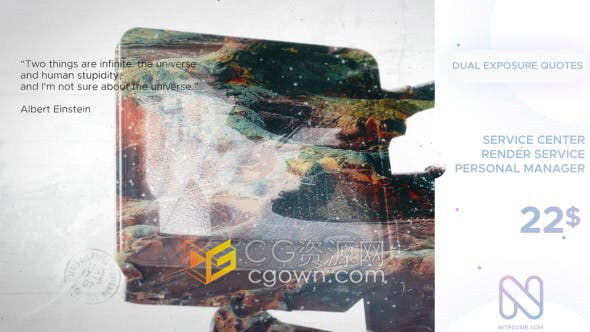 3D艺术双重曝光混合展示照片动画相册宣传片效果制作-AE模板