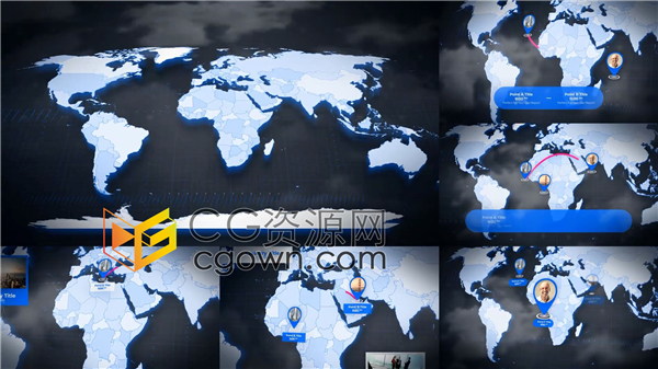 世界地图Map版块区域国家解说地图演示动画效果视频制作-AE模板下载