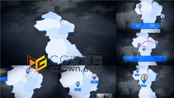 圭亚那合作共和国地图Map地理区域路线动画效果视频制作-AE模板下载