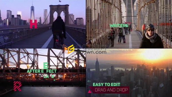 数字科技感失真故障效果图文展示动画游戏互联网现代企业宣传片头-AE模板下载