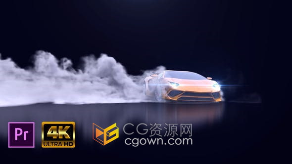 AE模板-跑车汽车漂移轮胎痕迹烟雾特效视频片头动画