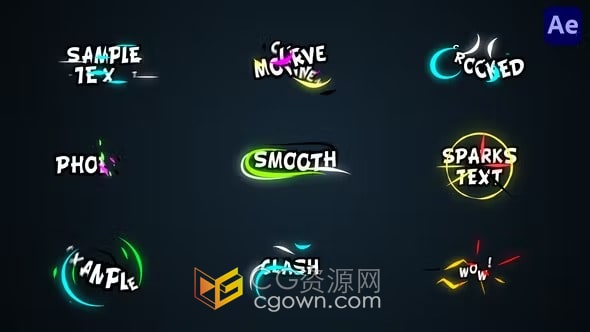 Neon Colorful Titles AE模板霓虹彩色标题卡通视频字幕