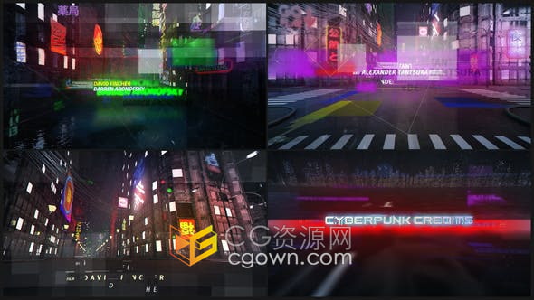 AE模板赛博朋克风动作科技感字幕动画复古风文字标题介绍