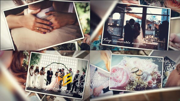 婚礼相册浪漫婚纱照图片幻灯片情人节照片动画相册视频制作-AE模板