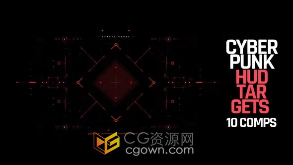 HUD Cyberpunk Targets AE模板赛博朋克科技目标信息图表动画