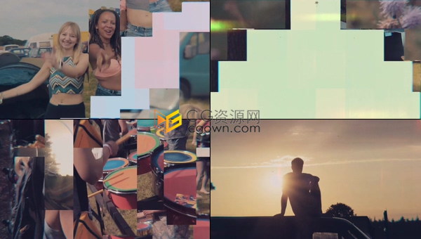 图形滑动转场介绍假期旅行精彩视频推广宣传片头短片制作-免费AE模板