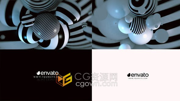抽象转折条纹3D球体动画效果演绎LOGO标志片头视频-AE模板