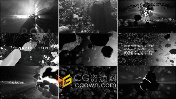 AE模板独特空间感光影效果现代过渡抽象黑白创意主题标题文字动画
