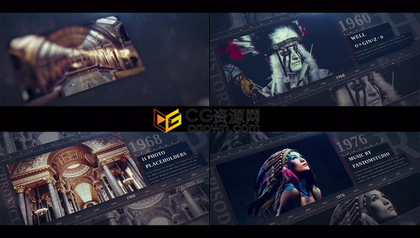 历史时间轴纪录片介绍发展回忆宣传视频动画效果制作工程-免费AE模板