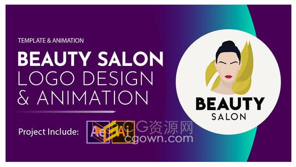 美容院品牌设计动画水疗沙龙化妆品插图概念视频片头-AE模板