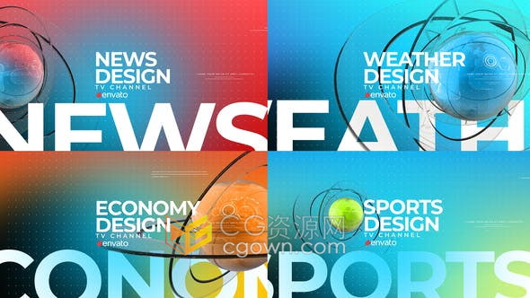 Broadcast Design Opener现代新闻经济体育频道创意设计视频片头-AE模板