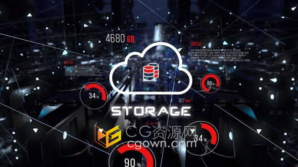 AE模板HUD元素展示现代云技术电脑游戏网络数据公司宣传片