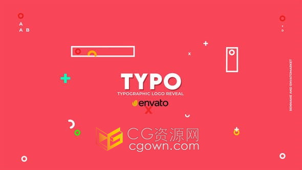 AE模板-多种简单彩色图形排版动画展示标志LOGO片头