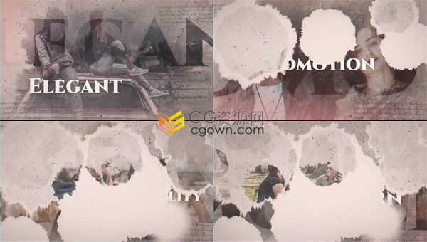 墨水滴落散发文字蒙版双重影复古效果介绍视频相册宣传动画-AE模板下载