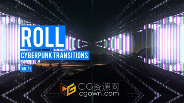 赛博朋克滚动过渡元素Cyberpunk Roll Transitions Vol. 01-AE模板