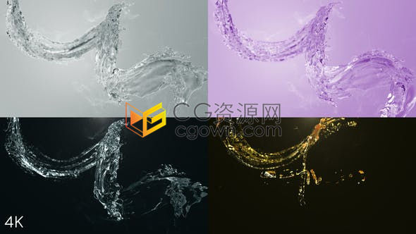 液体水螺旋状飞溅运动展示标志LOGO动画-AE模板下载