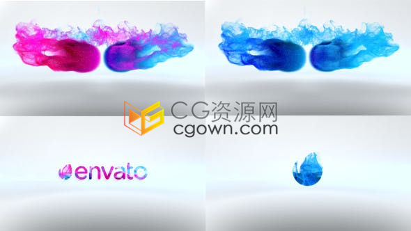 流动鲜艳魔法粒子相汇融合碰撞演绎LOGO片头-AE模板下载
