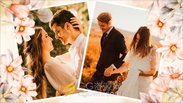 电子相册AE模板浪漫爱情婚礼照片幻灯片动画视频