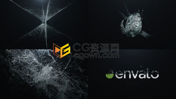 水滴碰撞水飞溅液体特效动画LOGO片头标志视频片头制作-免费AE模板