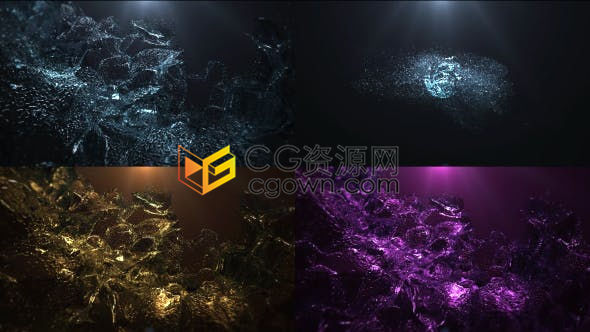 液体碰撞浪花粒子飞溅水慢动作特写动画效果LOGO片头视频-免费AE模板