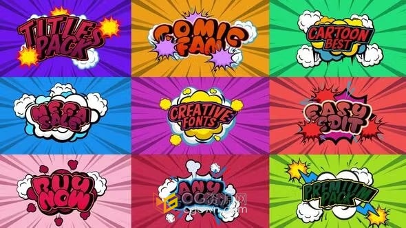 10个漫画动画风格大文字标题AE模板下载