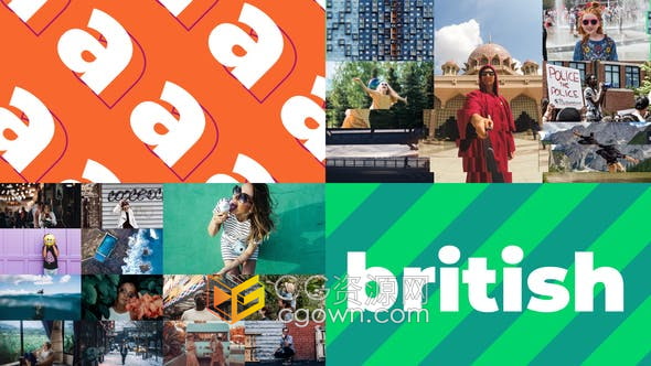 AE模板快闪文字标题动画故障效果多屏幕展示动态宣传视频相册