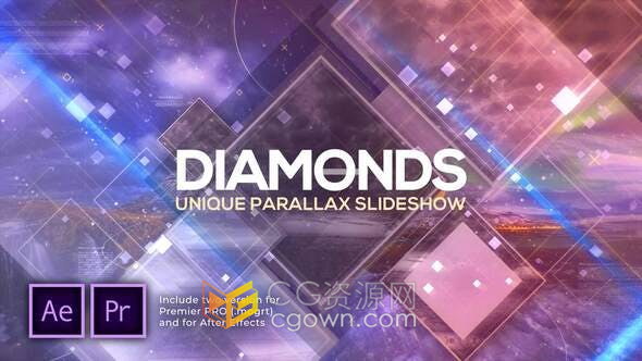 方块元素图形遮罩视觉效果幻灯片动画宣传视频制作-AE与PR模板