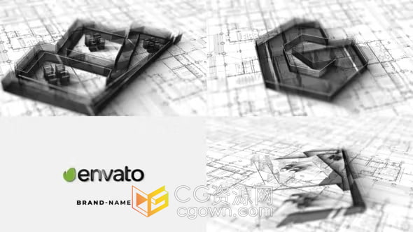 建筑公司品牌LOGO介绍标志绘画动画4K分辨率视频片头AE模板