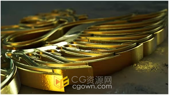 E3D创建三维金色LOGO动画视频片头-AE模板下载