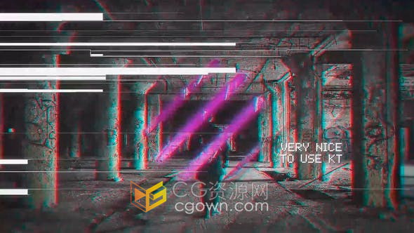 VHS Logo Reveal不良信号数字失真错误故障RGB分割动画视频-AE与PR模板