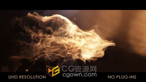 华丽金色粒子流体特效动画LOGO视频片头-AE模板下载
