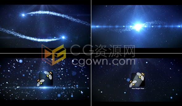 粒子特效动画碰撞LOGO边缘电流光线效果宣传标志片头-免费AE模板