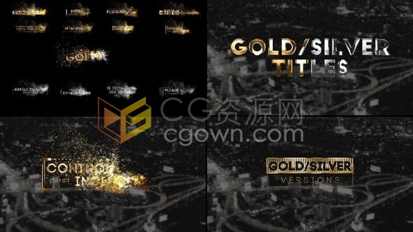 金色粒子散发特效视频字幕效果晚会婚礼大型节目人物介绍文字动画-PR预设AE模板