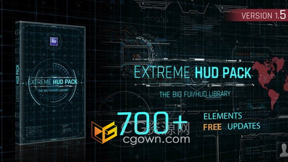 AE模板-700 Extreme HUD未来科技感动态UI界面信息图形元素动画
