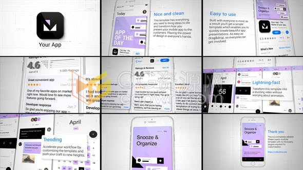 移动设备APP应用推广手机软件用户UI界面设计展示动画介绍视频-AE模板下载