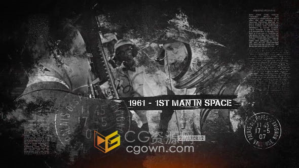 历史时间表战争纪念日回忆照片展示动画复古风格相册视频-AE与PR模板