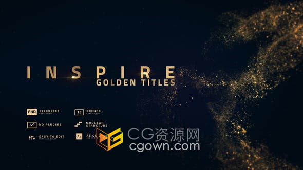 奢华丰富金色粒子流动颁奖典礼婚礼时尚活动电影开幕式视频-AE模板