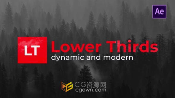 响应式设计简约视频字幕条文字标题动画效果-AE模板