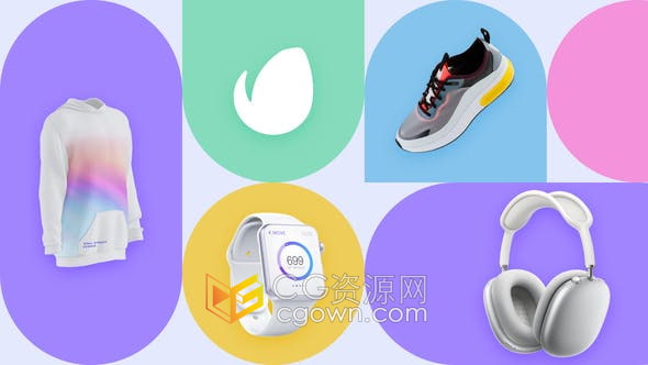 AE模板-多彩图形动画展示商品价格促销折扣店铺LED视频广告展示