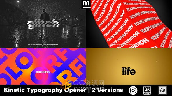 故障动画媒体视频片头动力学创意文本标题效果制作-AE模板