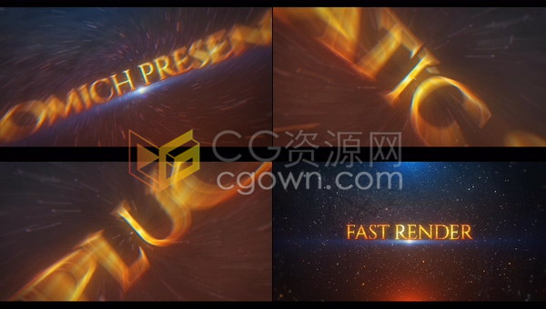 电影史诗预告片烟雾火花粒子发光效果文字标题介绍动画视频-AE模板下载