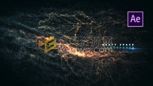 抽象宇宙太空环境银河粒子科幻电影宣传文字标题片头动画视频-AE模板下载