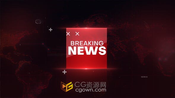 news Intro电视广播设计突发新闻开篇屏幕现场连线字幕条转场-AE模板