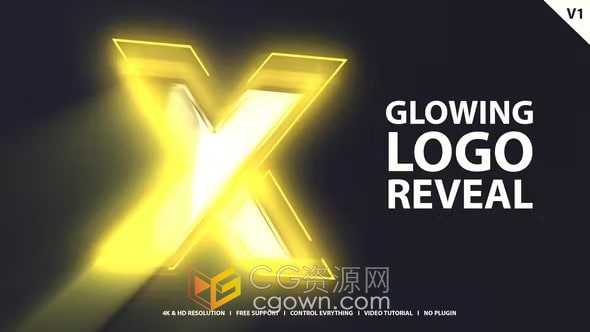 发光LOGO动画视频片头制作4K分辨率-AE模板下载