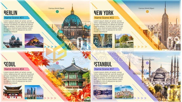 旅游公司活动景点特色照片介绍动画旅游指南推广宣传介绍视频-AE模板下载