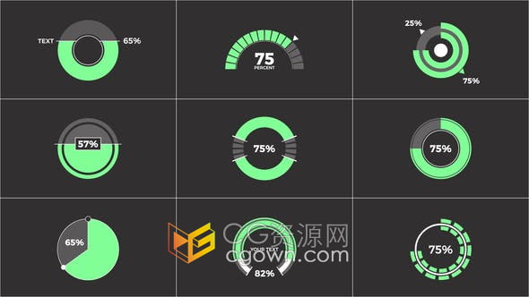 AE模板-9个高级圆形信息图表公司业务演示数据报告统计元素动画