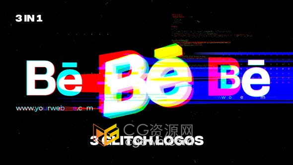 AE模板-噪点毛刺信号损坏RGB故障标志LOGO动画